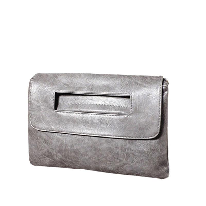 Venda quente das mulheres saco de pulso embraiagens envelope noite saco de couro do plutônio qualidade mensageiro saco crossbody ombro feminino mão: grey