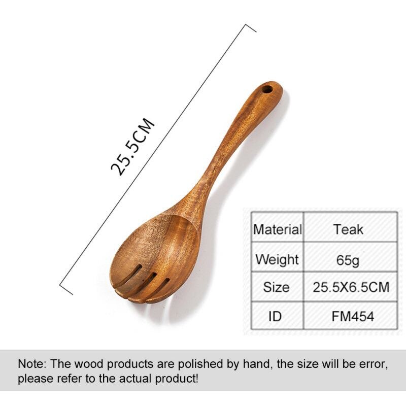 Pala antiadherente de teca para freír arroz cuchara de madera sólida espátula de cocina herramientas y utensilios de cocina cuchara de arroz útil: UB0924A3