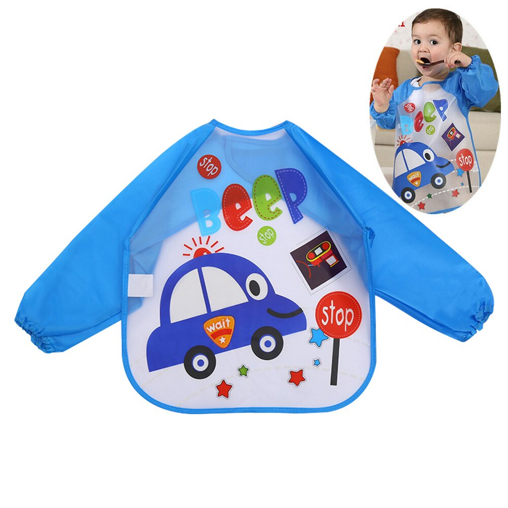 Long Sleeve Bib Eating Waterproof Soft Full Cover Painting Kids Feeding Colorful Toddler Stuff Cute Cartoon Animals Baby Apron: Default Title