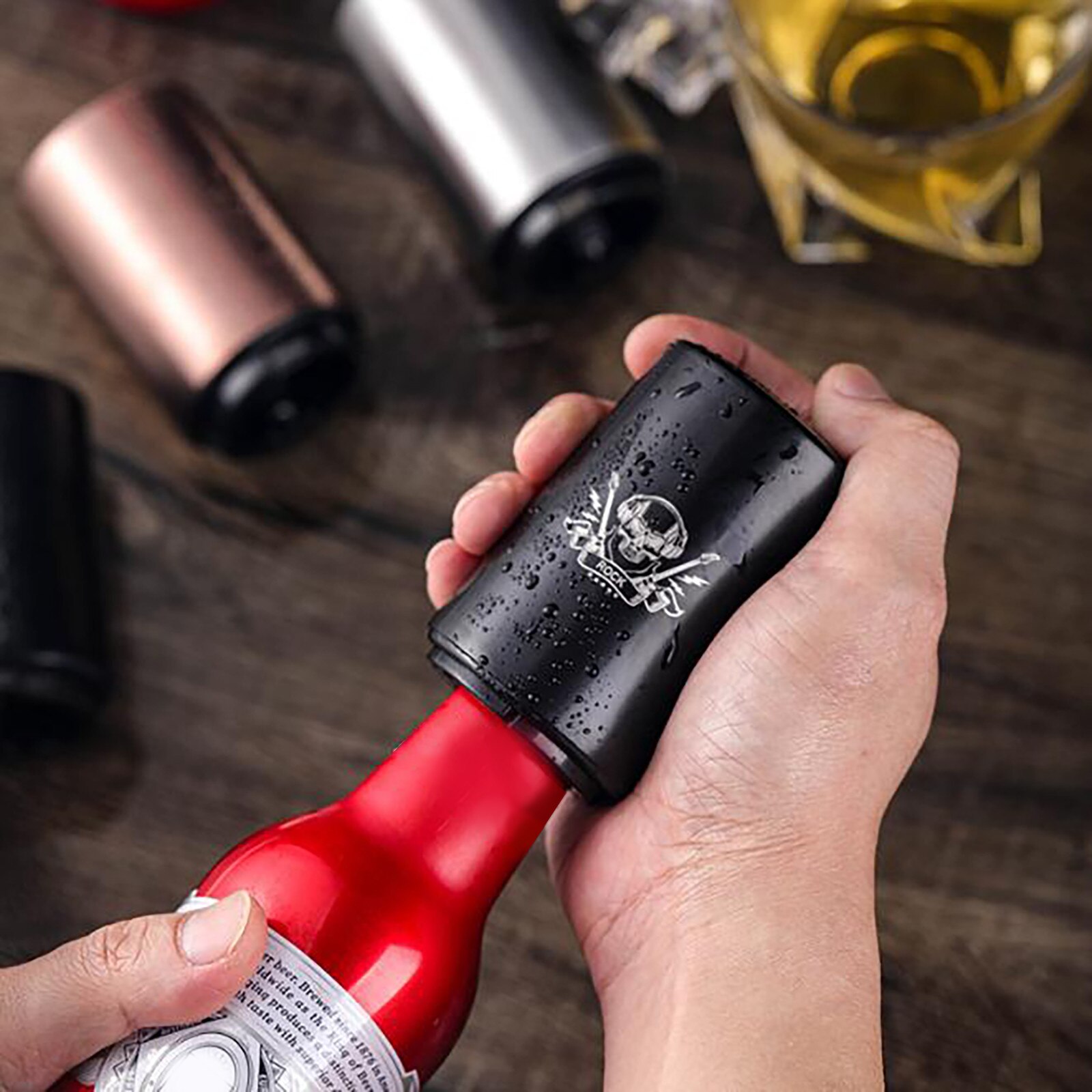 Magnet-automatic Beer Bottle Opener Magnet-automatic No Cap Can Escape Push Down And Open A Bottle Instantly Bottle Opener