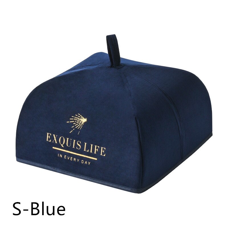 Winter Insulation Meal Cover Food Velvet Cloth Dust Vegetable Cover Folding Table Cover Kitchen Food Covers Umbrella: S-Blue