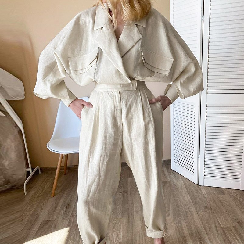 Ootn solida fickor skårade dam kavaj långärmad lös dubbelknäppt fladdermus ärm dam kavaj höstkappa dam: Beige / L