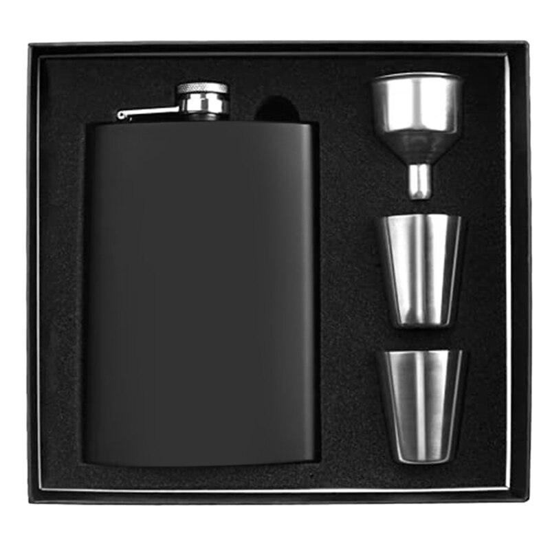 Scale Classic Hip Flask 8 Oz With Funnel Leak Proof, Stainless Steel Flask For Liquor For Men Flask Great: Black