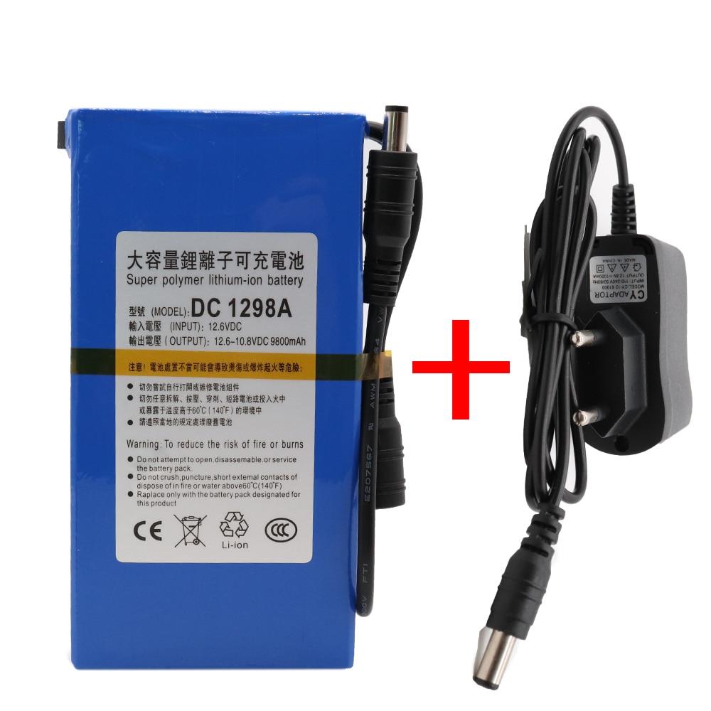 Durable DC 12 V 9800 MAH de Alta Capacidade Super Poderoso Backup de Bateria Recarregvel Li-ion Bateria Para Cmera Accmulat