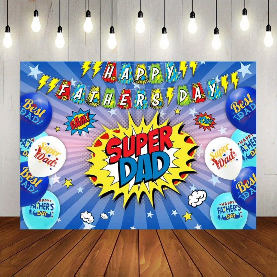 Feliz día del padre tela de fondo, fondo de fotografía de papá, reunión familiar y decoración del festival pancarta de mesa de pastel: M
