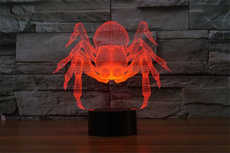 Lampe araignée d'halloween, 3d décorations de fête colorées, veilleuse tactile, scène d'halloween, accessoires réalistes, fournitures de festival, jouets amusants