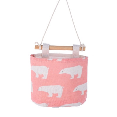 Pattern Cotton Linen Hanging Storage Bag Wall Mounted Wardrobe Hang Bag Wall Pouch Cosmetic Toys Organizer: C 1