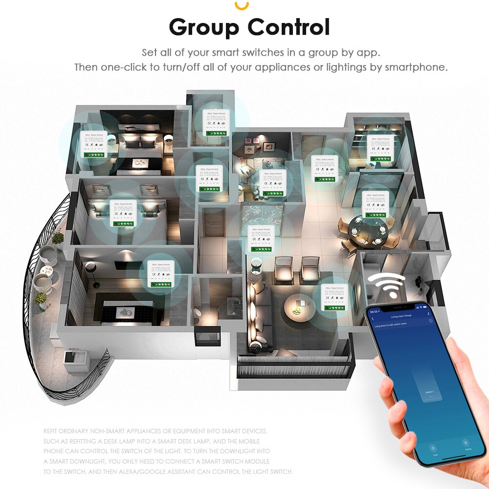 Tuya Mini Smart Switch WiFi DIY Module Double-way Switch Timer Relay Breaker Automation Work With Alexa Yandex Alice Smart Life