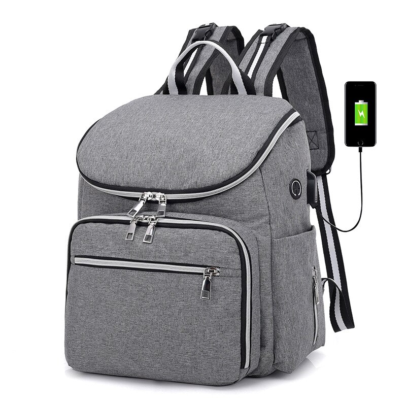 Style coréen-style sac à dos multi-fonctionnel momie sac USB casque étanche maman sac femmes Doubles Backpac: Dark Gray