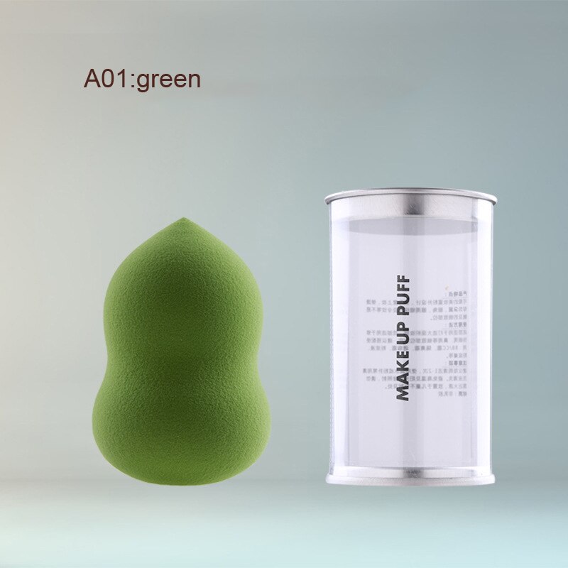 Puff con forma de calabaza, esponja de huevo en forma de gota, maquillaje, huevo, cojín, en caja: A01GREEN