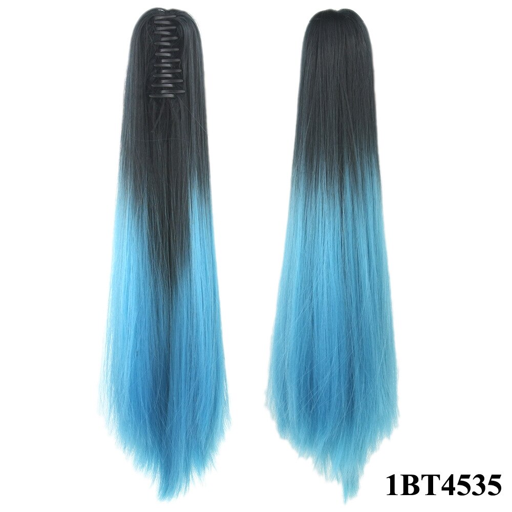 Lange Rechte Synthetische Paardenstaart Vrouwen Ombre Hair Stuk Staart Hoge Temperatuur Fiber Pony Tail Hair Extensions voor Dame: 1bt4535