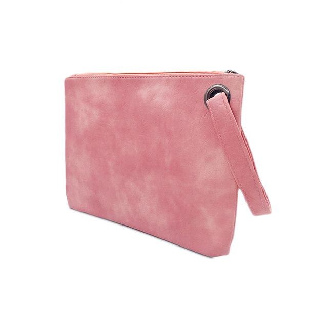 Solid Handbag Women's Clutch Bag Leather Women Envelope Bag Zipper Evening Bag Female Clutches Handbag Torebki Damskie: Pink