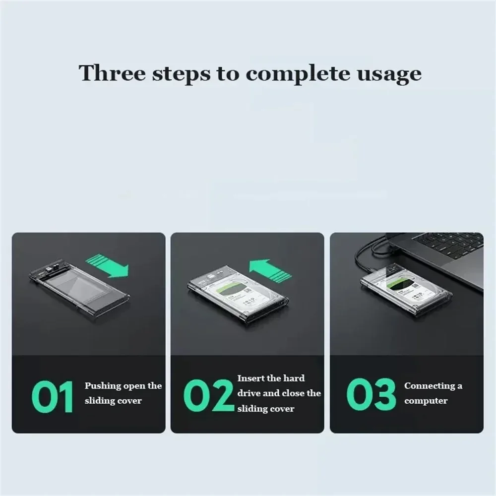 2.5 -tums extern hårddisk/ssd-fodral/usb 3.0 typ-c transparent hårddiskhölje för bärbar dator/sata/ssd-hårddisklåda