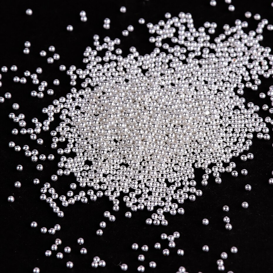 1 boîte de perles en acier Mini Caviar décoration d'ongle 0.6/0.8/1/1. 5/2mm point rond gris Rose or argent poussière Nail Art bricolage vernis à ongles CH031-1