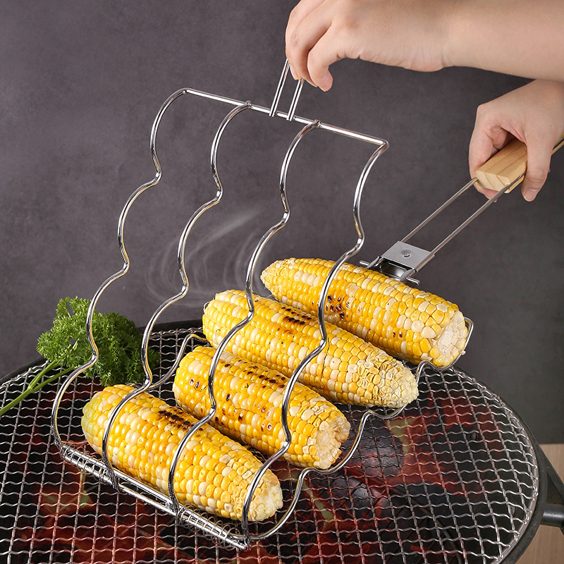 Hopfällbar utomhusgrill för majs med multifunktionellt majsklämma och bärbart majsklämma: Himmelsblå