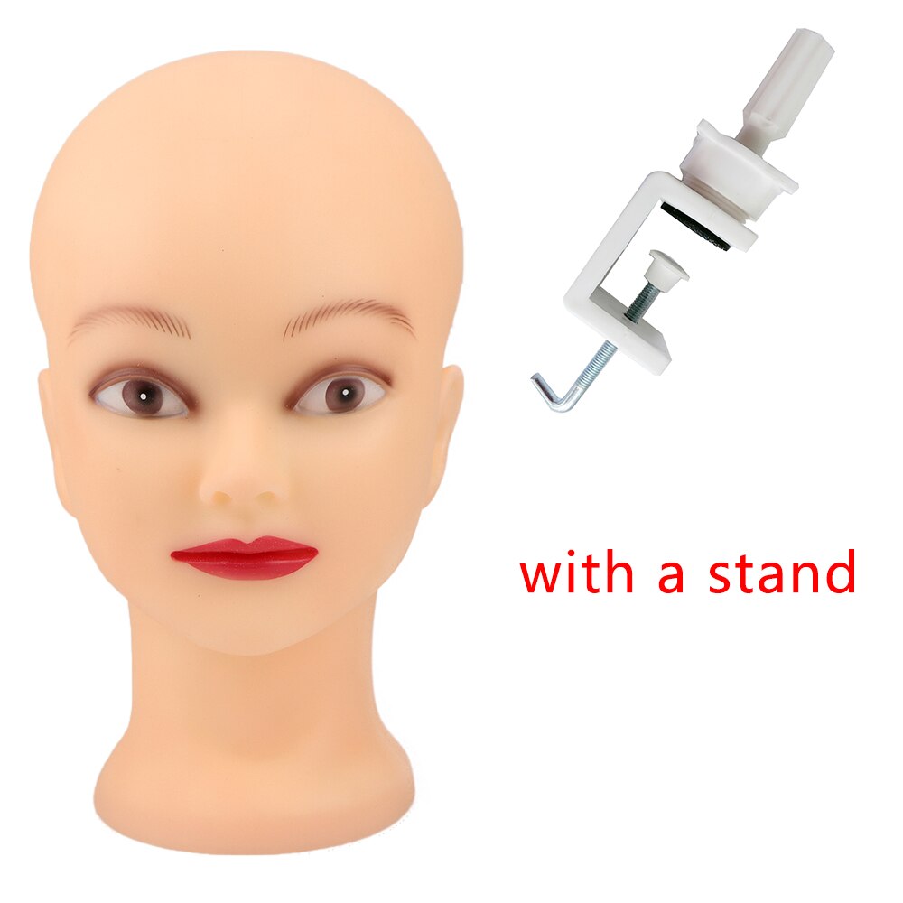 SaleProfessional Bald Mannequin Head With Stand Female Manikin Head For Wigs Hats Jewelry For Women Girls: head with stand C