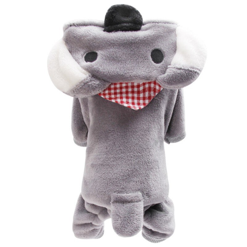 Pet Autumn Winter Flannel Four Legs Costume for Dogs Puppy Thickened Hoodie Coat Grey Koala