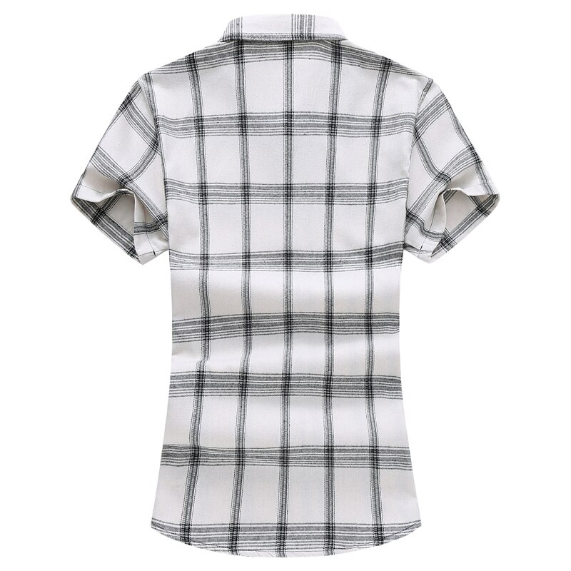 M -7xl 6xl hvit og svart rutete skjorte herre skjorter sommer chemise homme herre rutete skjorter kortermet skjorte