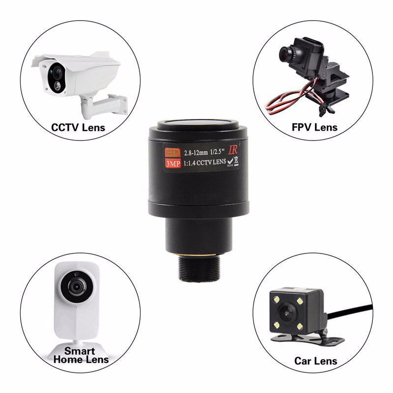 Objetivo CCTV HD 3.0MP M12 2,8-12mm lente Varifocal cctv IR HD, F1.4, zoom de enfoque manual