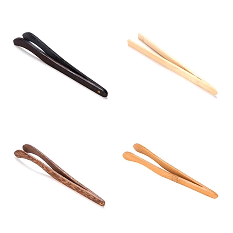 Tea Clips wood tongs Straight Clips Kitchen Teaware Accessories tea Tweezer Tongs Bamboo Salad Food Toast Bend Clip Ice Tea Tong
