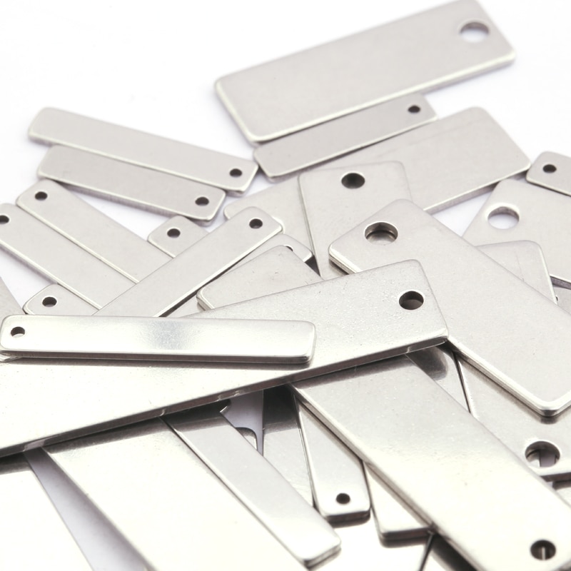 20 stuks roestvrijstalen rechthoekige metalen stempelplaten, labels, platte staafbedels, hangers, doe-het-zelf sieraden, 4 x 40mm 4 x 25mm 9 x 40mm