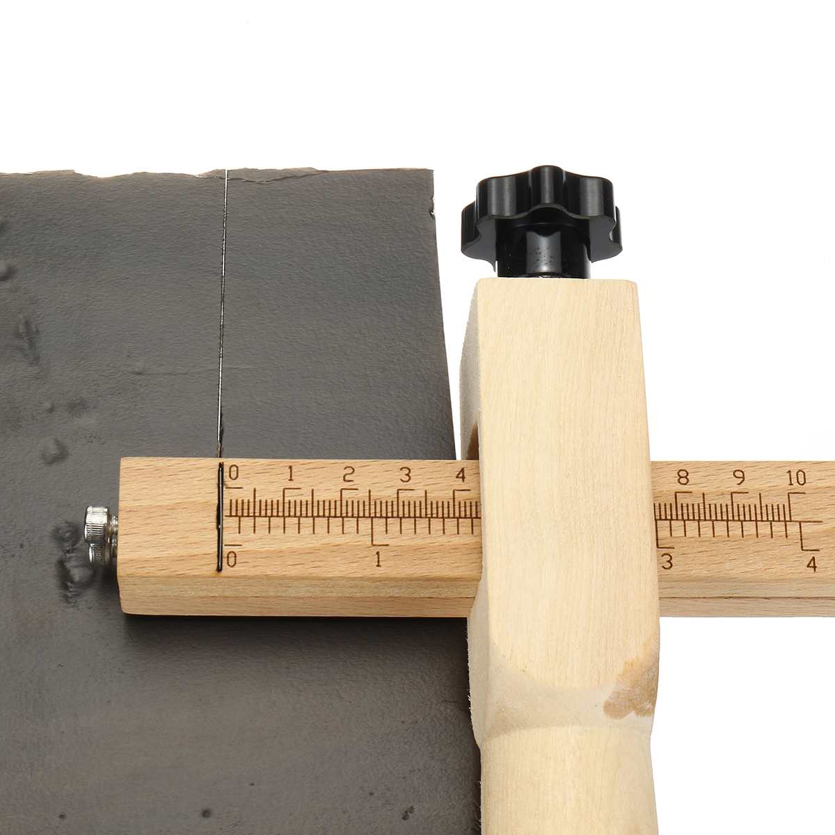 Adjustable Leather Strap Cutter Leathercraft Strip Belt DIY Hand Cutting Wooden Strip Cutter with 5 Blades Leather Tools