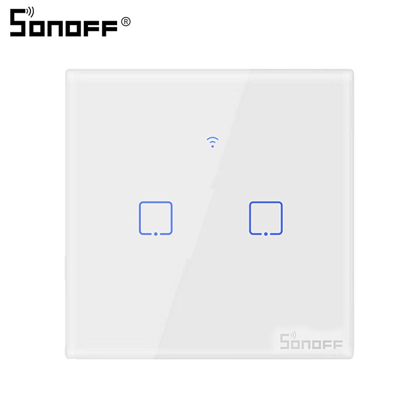 SONOFF TX/T2 EU/UK Inteligentny Włącznik Ścienny - 1/2/3-kanałowy, Sterowanie Głosowe, Wi-Fi, RF: T2 EU 2C