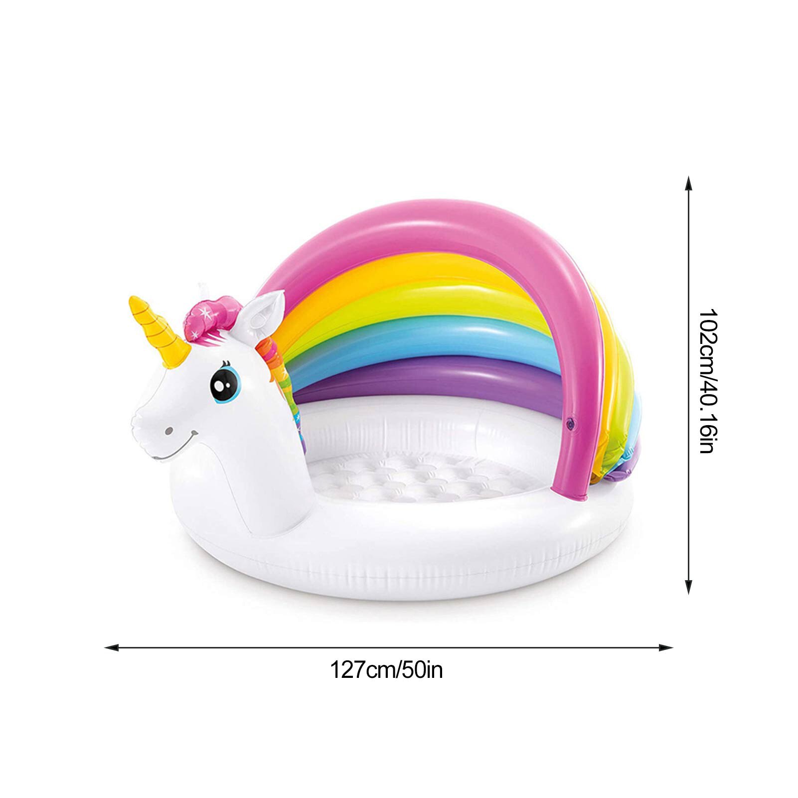 Baby Inflatable Swimming Pool Cute Unicorn Shape Awning Paddling Pool For Children Kids Backyard Garden