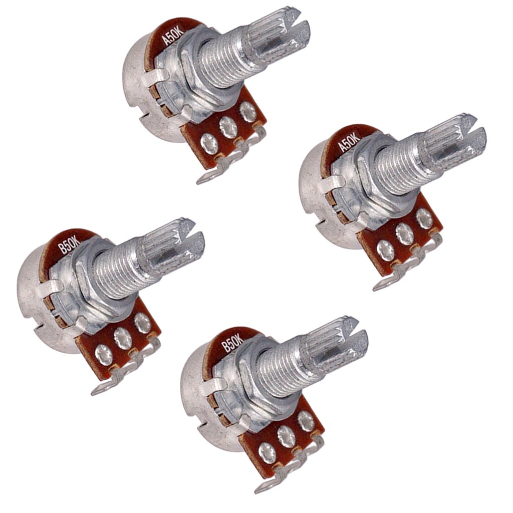 Guitar potentiometer pot A50k B50K 4-pack set 17mm dia tone volume control