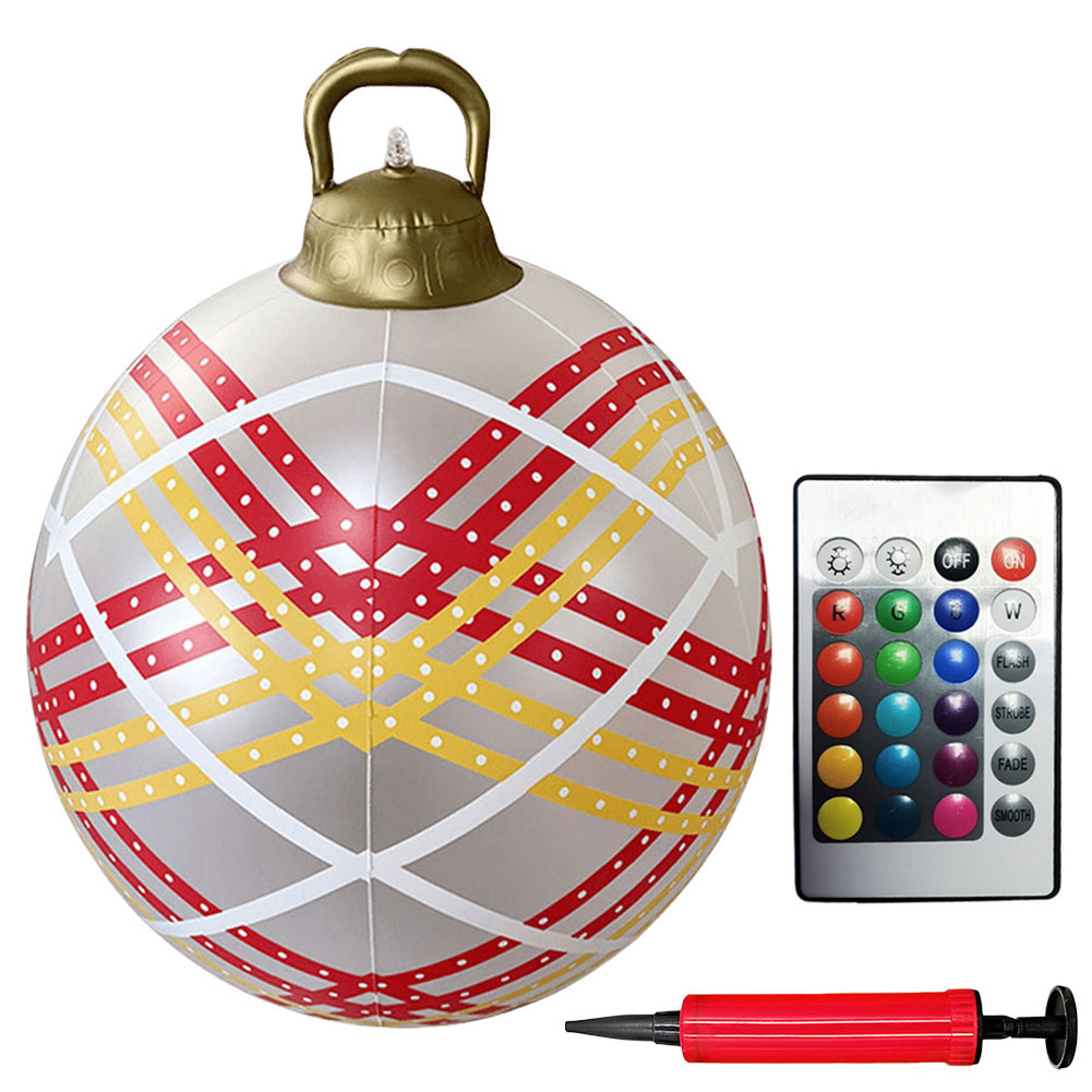 24 Inch Opblaasbare Kerstballen Met Verlichting Buiten Kerstversiering Pvc 60Cm Gigantische Kerstballen Vakantiedecor