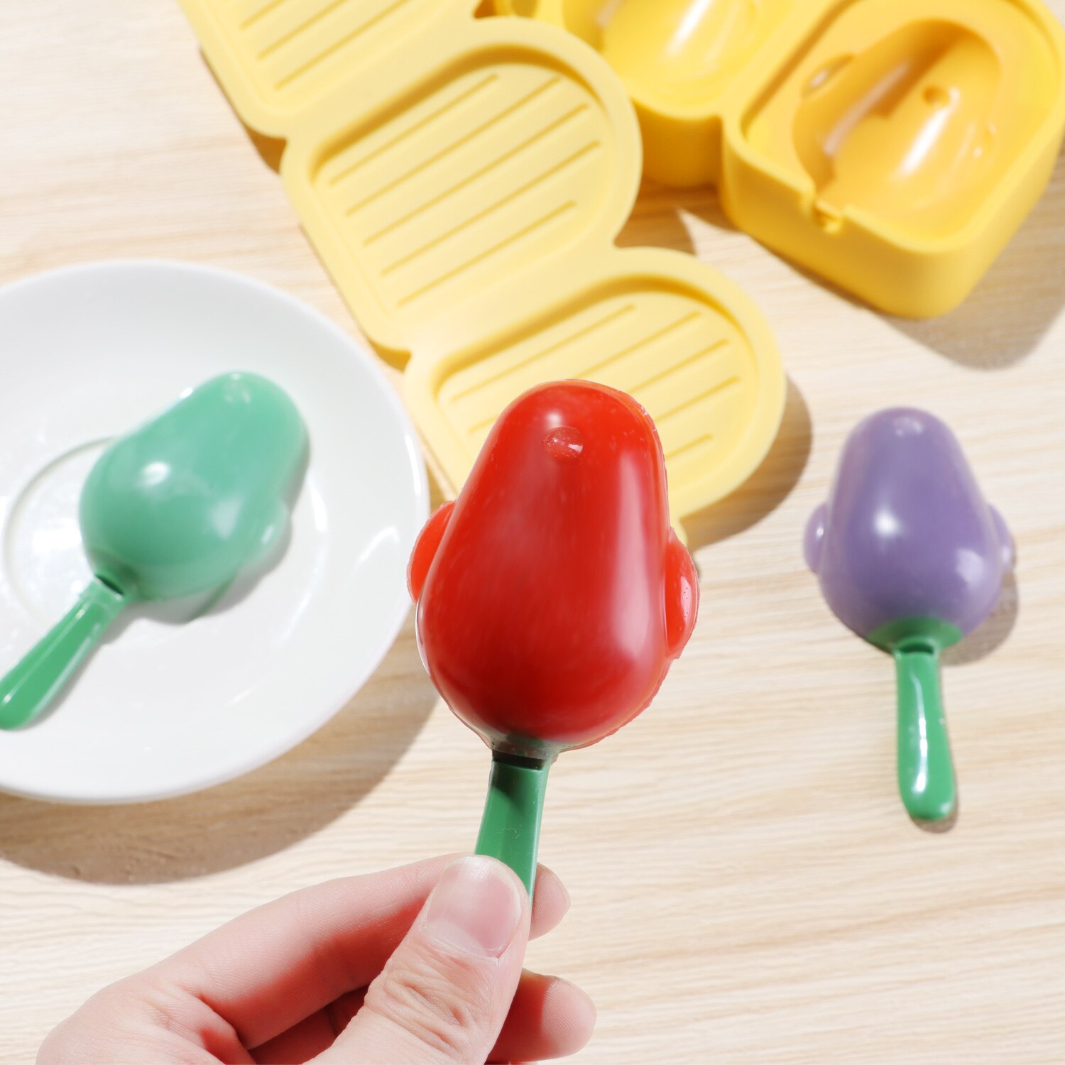 1pc Creativity 3-cavity Popsicle Mold DIY Homemade Bird Popsicle Ice Cream Popsicle Cake Silicone Mold With 3 Recyclable Sticks