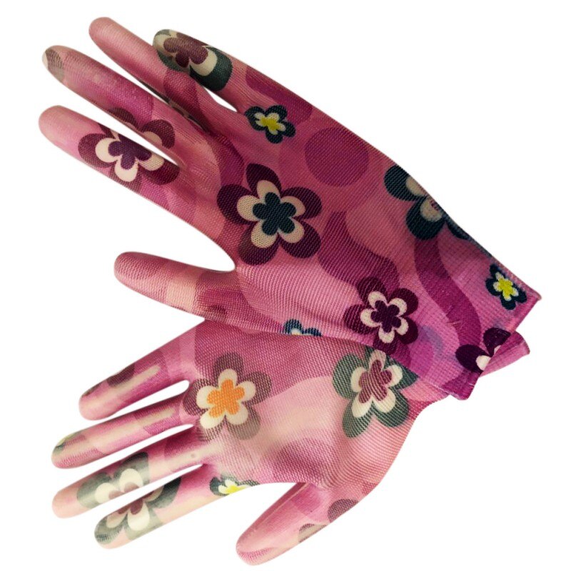 Breathable Gardening Gloves Flower Print Nylon PU Gloves Gardening Gloves Women Non-slip Housework Cleaning Gloves home decorati