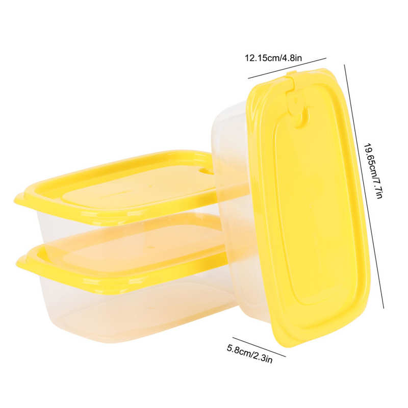 3Pcs Food Storage Box with Lid 830ML Kitchen Recta... – Grandado