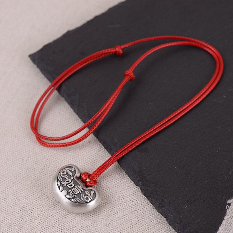 Ruyi pingente feminino de prata, acessório de joia pingente retrô de dupla face para vida longa com gravação à mão