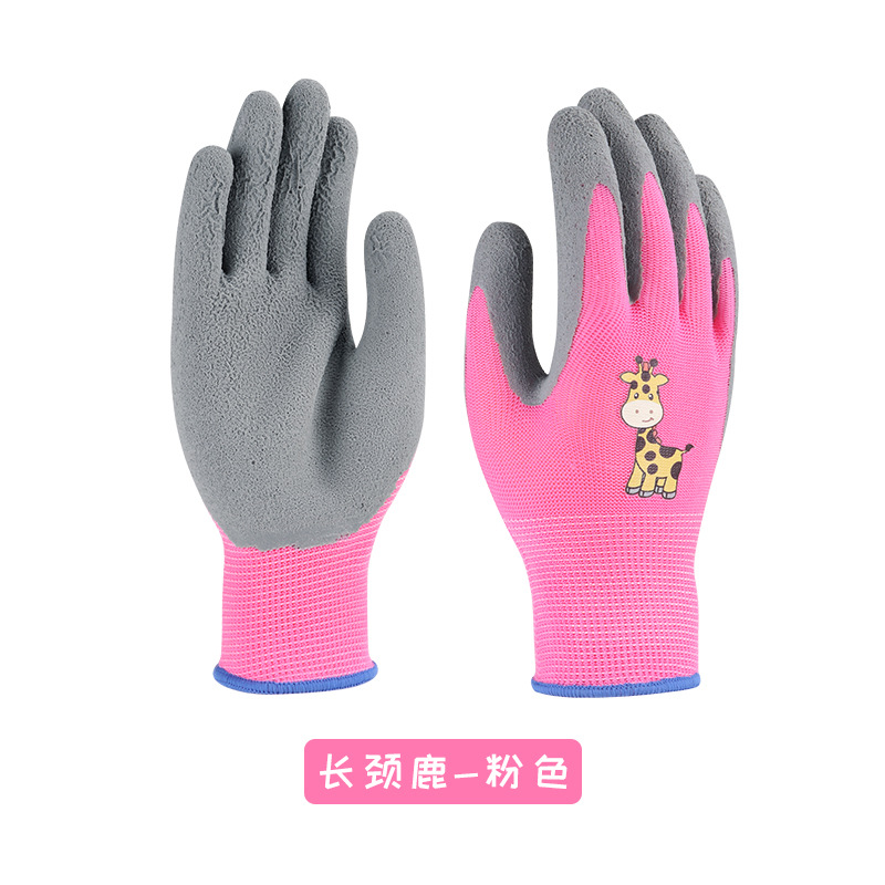 Kinder-Latex-Handschuhe, langlebig, wasserdicht, für Arbeit, Garten, rutschfest, Kindersicherheit, rosa Gummi-Handschuh, pannensicher, Küche, Hof: violet