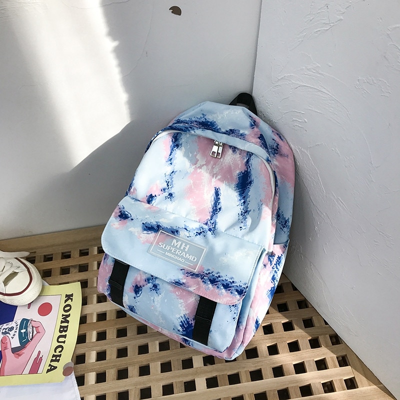 Tie Dye Collorful Women Backpacks Graffiti Nylon Female Student Backbag Teenager Girl Book Bags School Ladies Travel Mochila sac