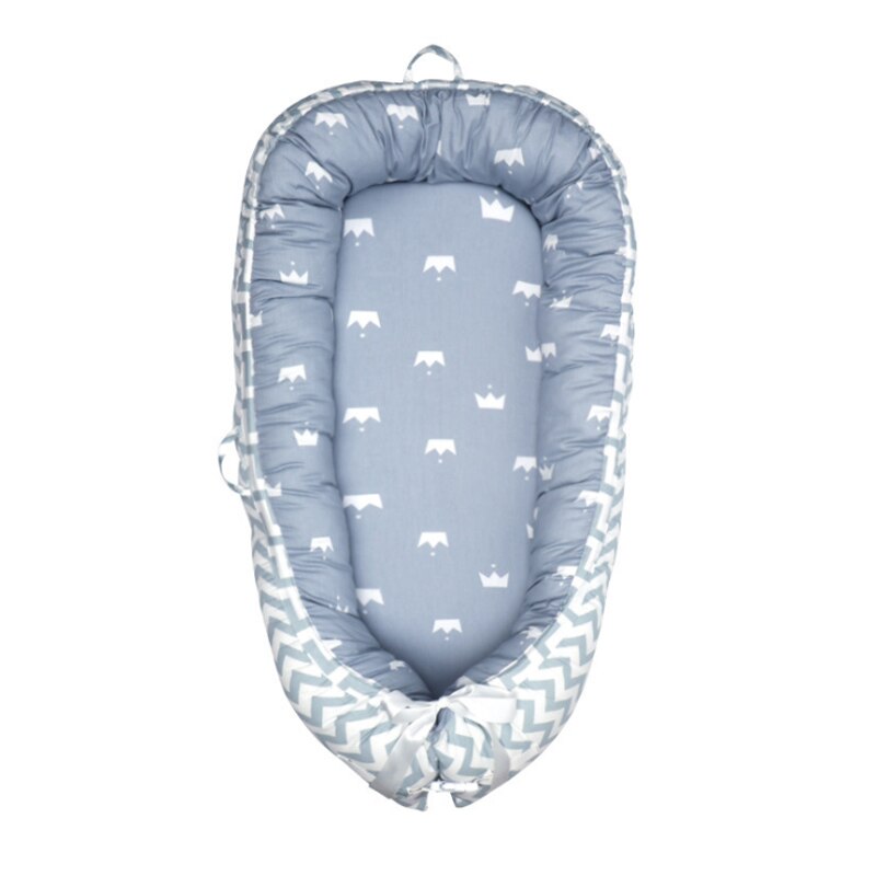Detachable crib classic pattern baby sleep baby womb cotton: Grey crown
