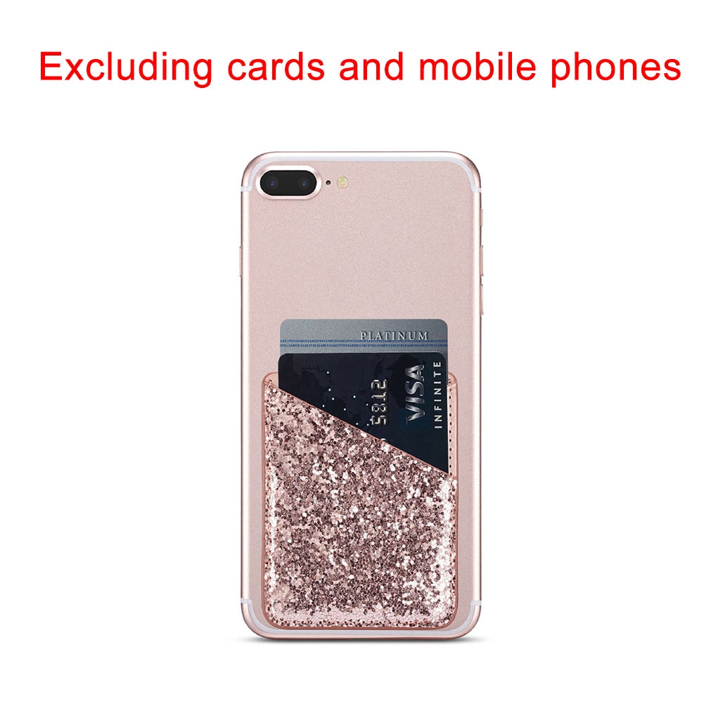 Self-adhesive Sequin Decoration Practical Purse Stick On Phone Mini Credit Pocket Card Holder Business Wallet Ultra Slim