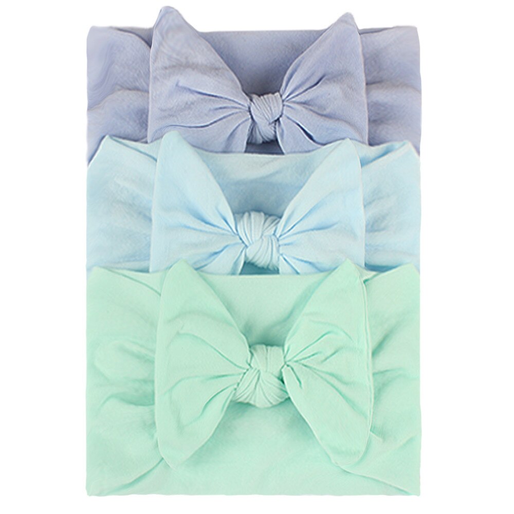 Bandeaux élastiques pour bébés filles, accessoires pour cheveux, couleur unie, avec nœud papillon, 3 pièces/ensemble: G