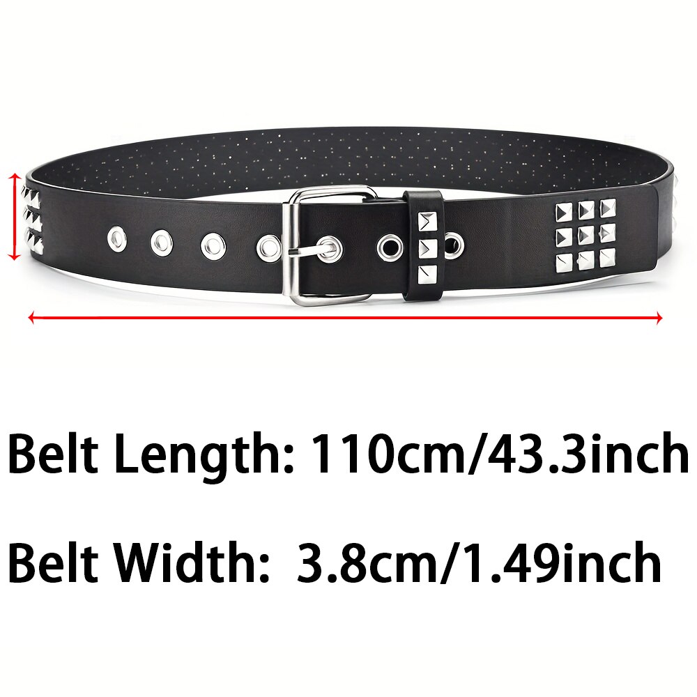 Square Bead Rivet Belt Metal Pyramid Belt Men and Women Punk Hardware Jeans Belt Y2K Belt Belt Women's Belt