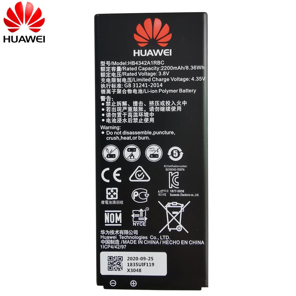 Original Huawei Battery HB4342A1RBC for Huawei Y5II Y5 II 2 Ascend 5+ Y6 Honor 4A SCL-TL00 Honor 5A LYO-L21 2200mAh