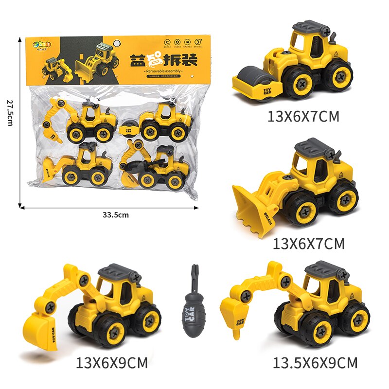 3D Puzzle Nut Disassembly Unloading Engineering Truck Excavator Bulldozer Child Screw Boy Tool Education Toy Car Model