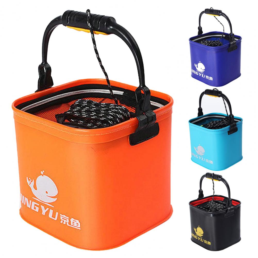 Cubo de pesca multiusos, Cubo de pesca Plegable, portátil, grueso, multifuncional, contenedor de cebo vivo para peces