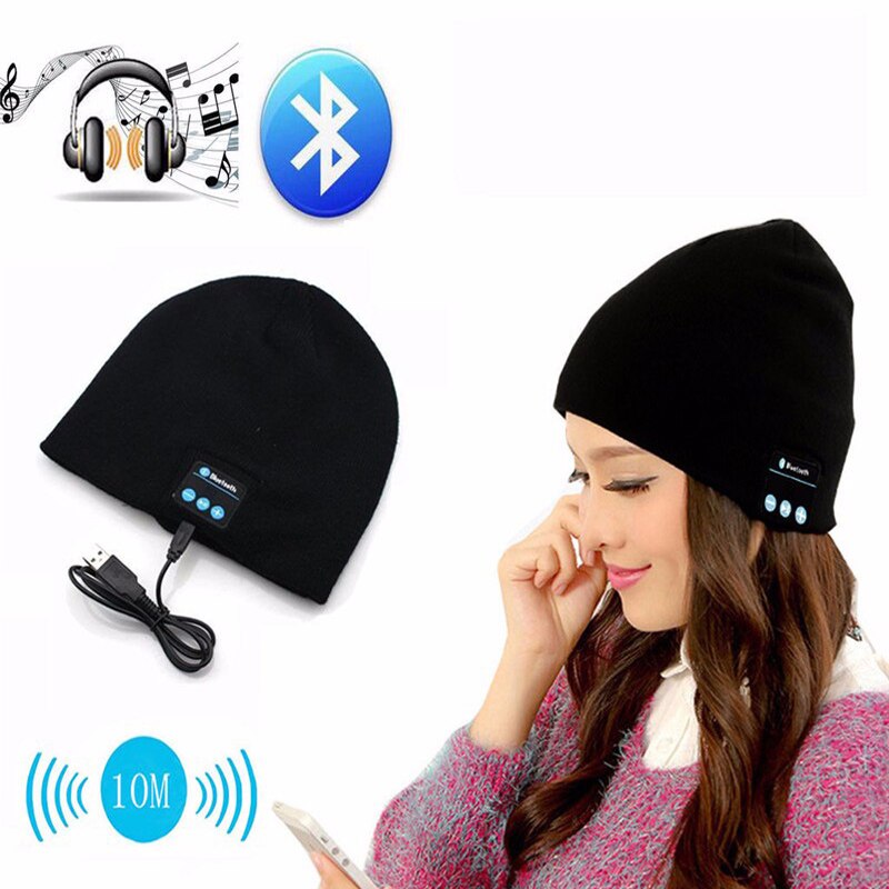 HLTON Slimme Cap Zachte Warme Hoed Draadloze Bluetooth Headset Hoofdtelefoon Luidspreker Mic Bluetooth Muziek Hoed Voor Smart Telefoon