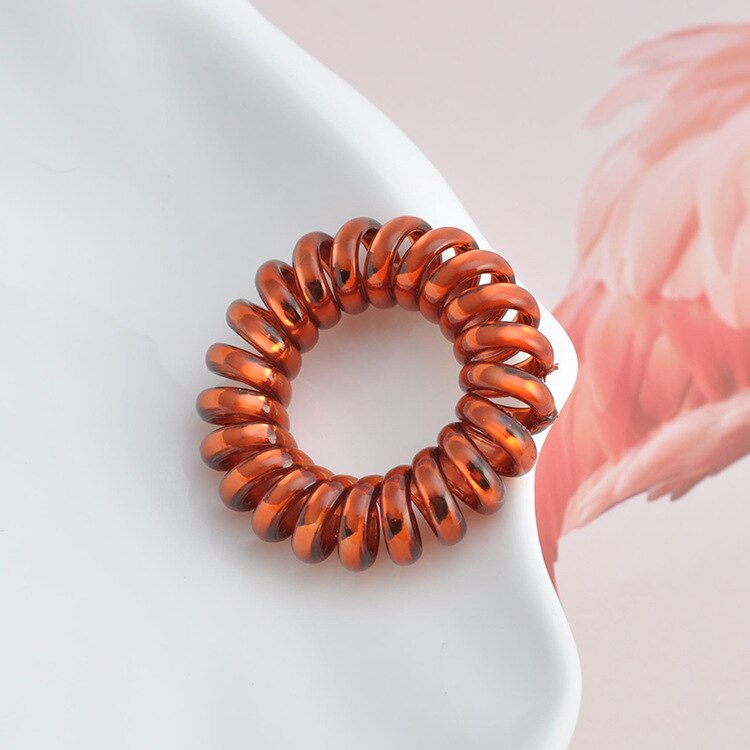10 Stks/partij Goedkope Telefoonlijn Gum Zwarte Elastische Haarband Voor Meisje Touw Sieraden Accessoires Springs Hair Scrunchy: brown-4cm-5pcs
