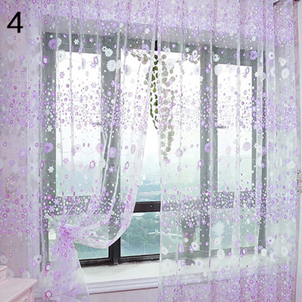 Pastorale Bloemen Voile Venster Deur Gordijn Balkon Valletjes Drape Panel Sheer Gordijnen Keuken En Woonkamer Raam Scherm