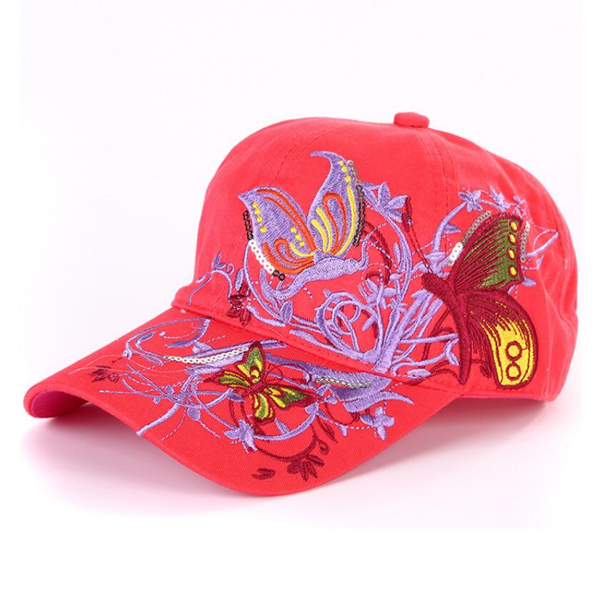 Baseballpetten met vlinders en bloemenborduurwerk, zomer- en herfstpetten, meisjes baseballpet