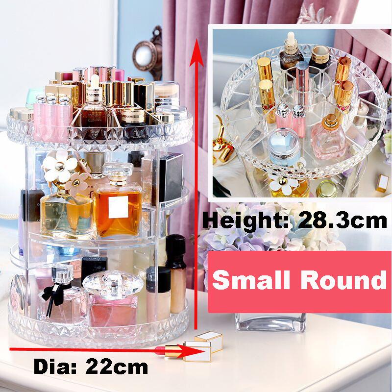 Boîte de rangement pour cosmétiques en acrylique transparente, multifonction avec Rotation à 360 degrés, maquillage détachable, à la , support organisateur: Small Round 227