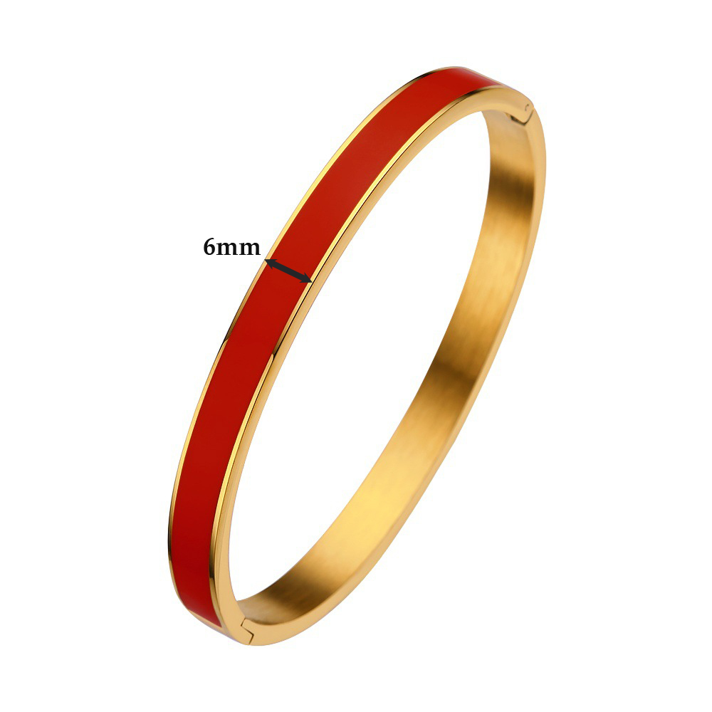 G & D Luxe Kleurrijke Oranje Enamel Bangles Armbanden Voor Vrouwen Party Bangles Originele Roestvrij Stalen Sieraden: Rose Goud Kleur