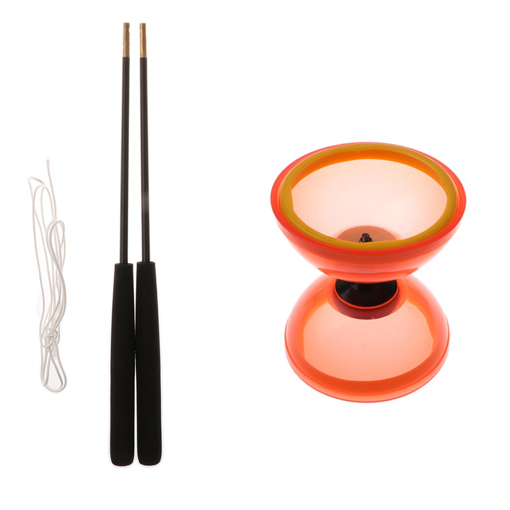 Plástico malabarismo brinquedos 1-bearing diabolo com handsticks &amp; string: Red